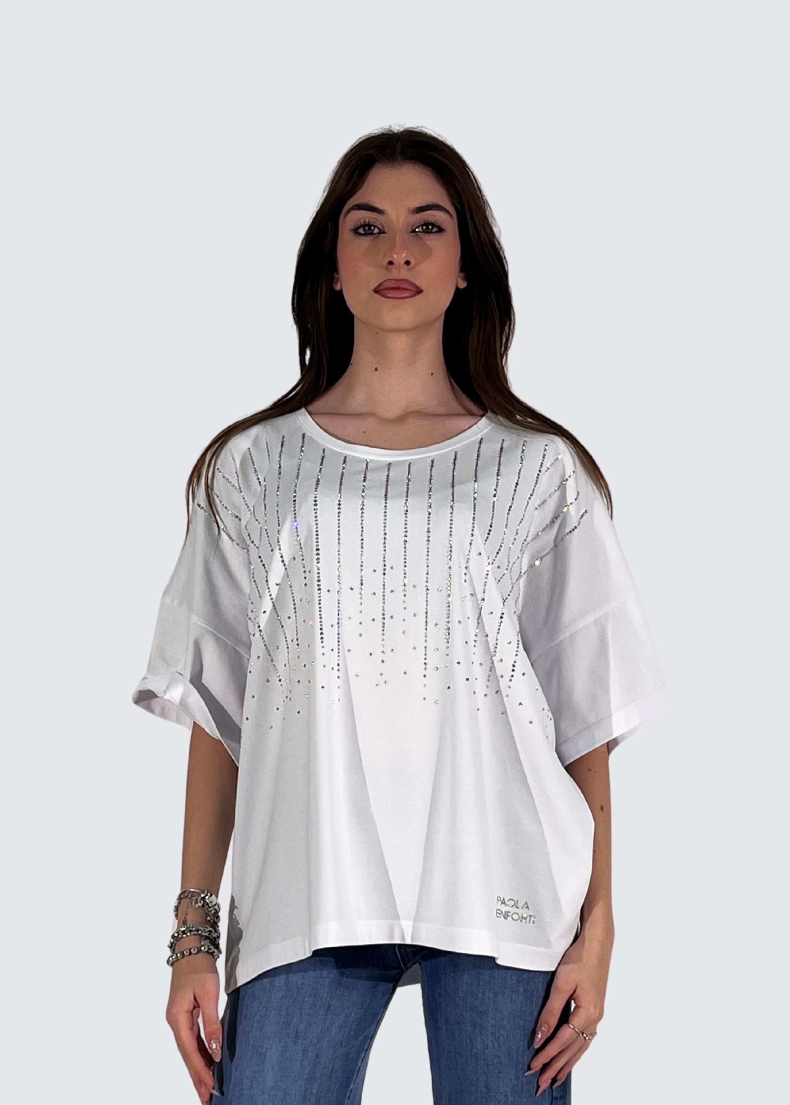 T-shirt oversize con Strass