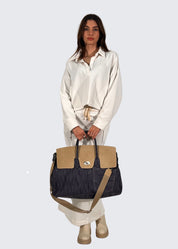 Shopper Jeans con patta camoscio