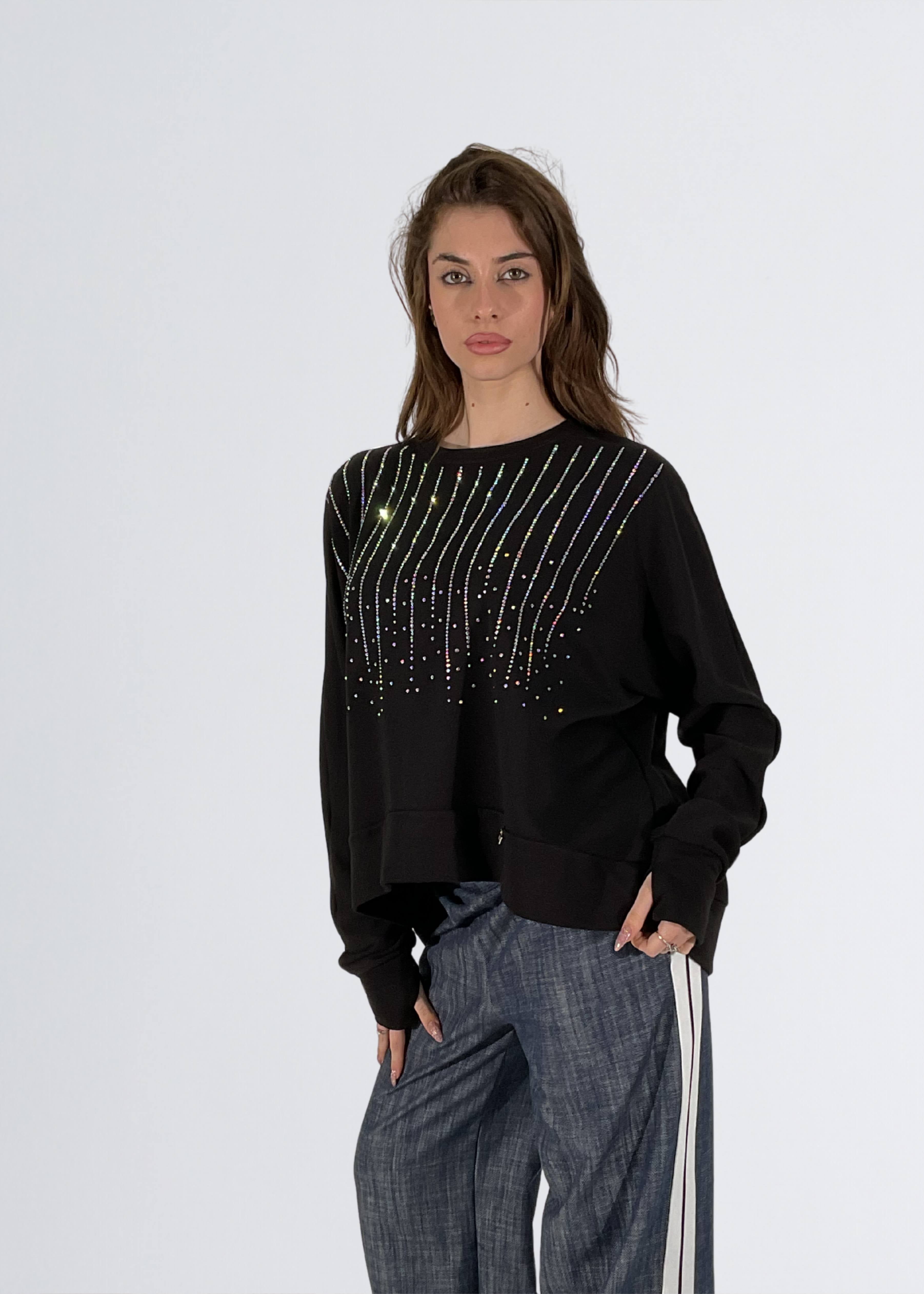 Felpa corta in cotone stretch