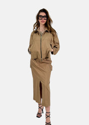 Gonna in cotone stretch con tasconi