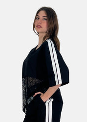 Maglia oversize con inserti in pizzo