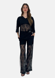 Maglia oversize con inserti in pizzo