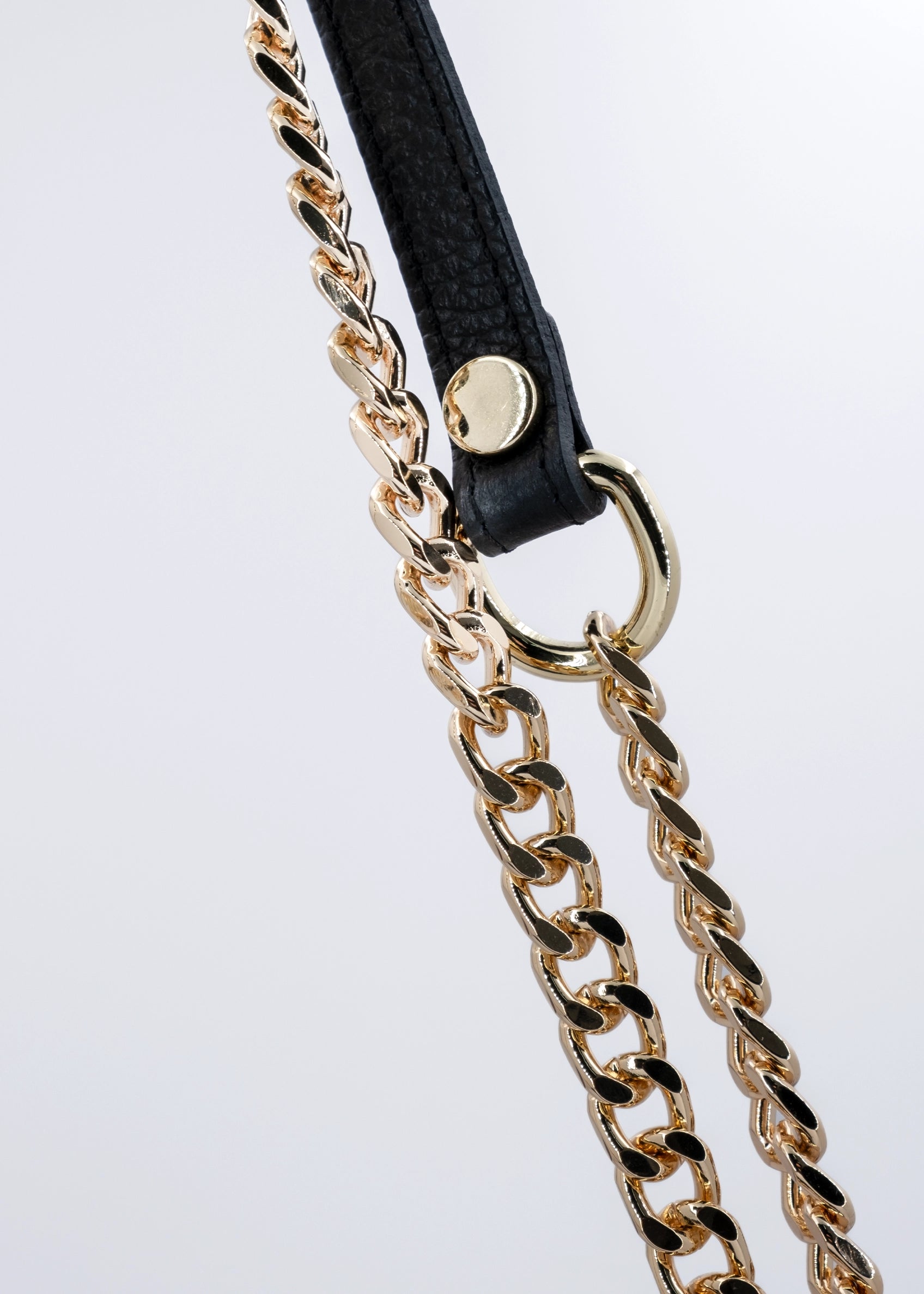 Baguette small in pelle morbida con dettagli oro