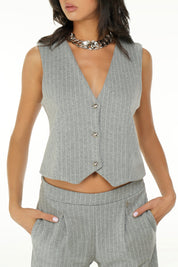Gilet gessato in felpa