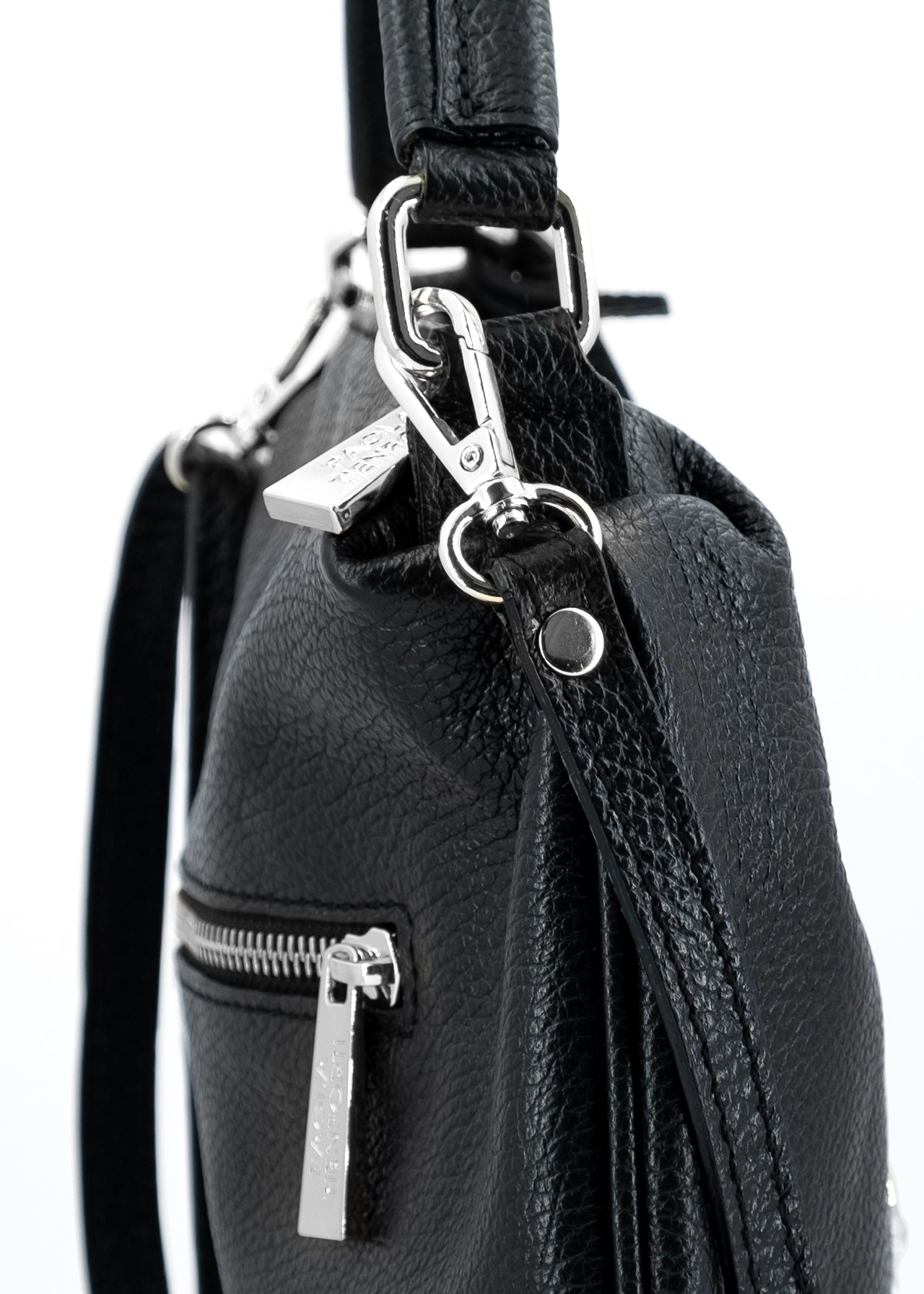 Mini Bag in pelle con dettagli oro-NERO