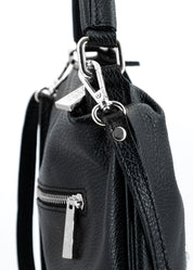 Mini Bag in pelle con dettagli oro-NERO