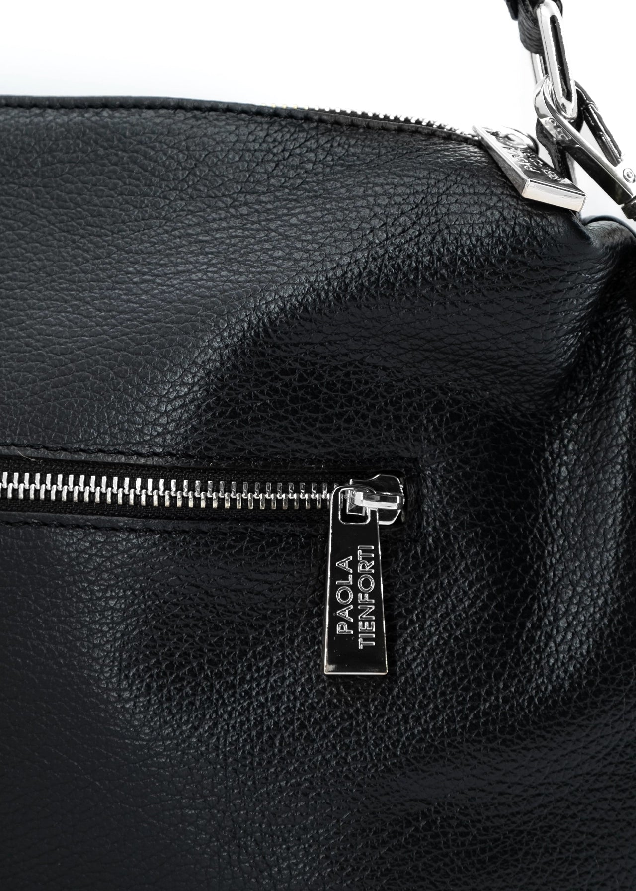 Mini Bag in pelle con dettagli oro-NERO