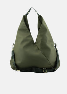 Sacca hobo in nylon con dettagli oro